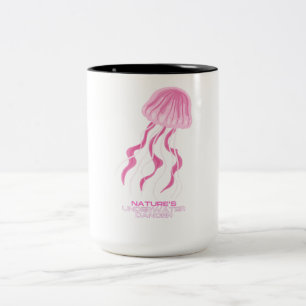 Caneca De Café Em Dois Tons Água-viva rosa: Dançarina submarina da natureza