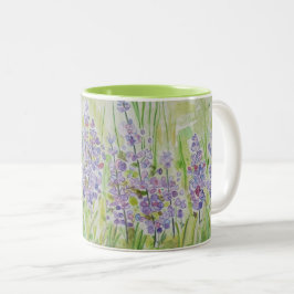 Caneca De Café Em Dois Tons Aguarela do prado da flor