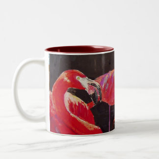 Caneca De Café Em Dois Tons Aguarela dos flamingos