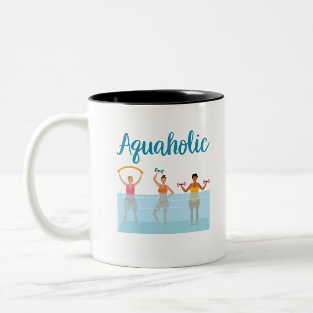 Caneca De Café Em Dois Tons Águas Aquálgicas Aeróbicas Waterobics Mulheres (Esquerda)