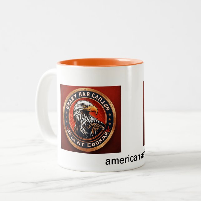 Caneca De Café Em Dois Tons Águia Americana (Frente Esquerda)