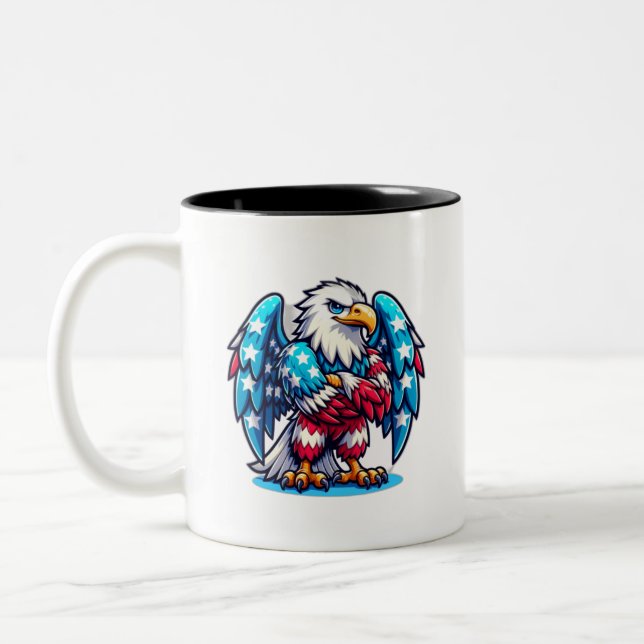Caneca De Café Em Dois Tons Águia americana segurando a mão (Esquerda)