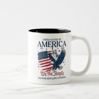 Caneca De Café Em Dois Tons Águia Bicentenária Americana Estátua da Liberdade