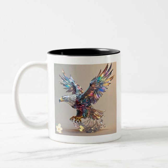 Caneca De Café Em Dois Tons "Águia Cristal Voadora" (Esquerda)