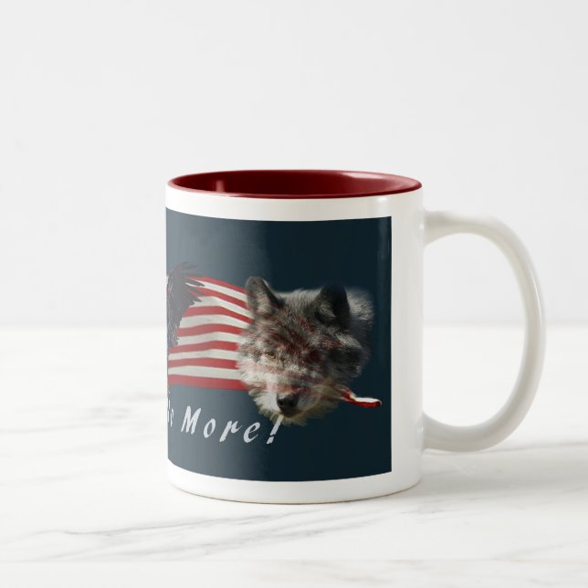 Caneca De Café Em Dois Tons Águia, Lobo, Urso e Bandeira dos EUA (Direita)