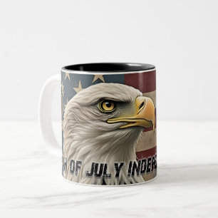 Caneca De Café Em Dois Tons Águia Majestosa & Bandeira – Espírito de Liberdade