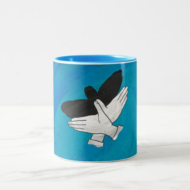 Caneca De Café Em Dois Tons Águia Sombra em Azul (Centro)