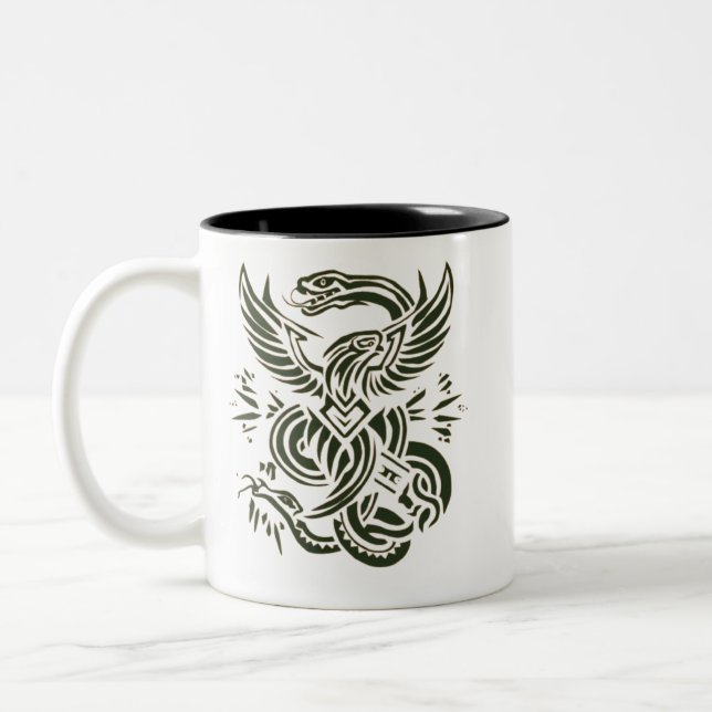 Caneca De Café Em Dois Tons "Águia vs Cobra Design Mug" #mug (Esquerda)