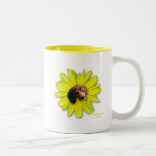 Caneca De Café Em Dois Tons Agulha Amarela com Flor Amarela