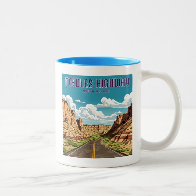 Caneca De Café Em Dois Tons Agulha Highway South Dakota Landscape (Direita)