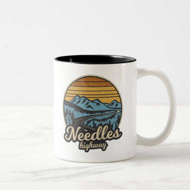 Caneca De Café Em Dois Tons Agulha Highway South Dakota Retro (Direita)