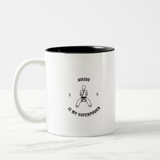 Caneca De Café Em Dois Tons Aikido é meu superpoder (Esquerda)