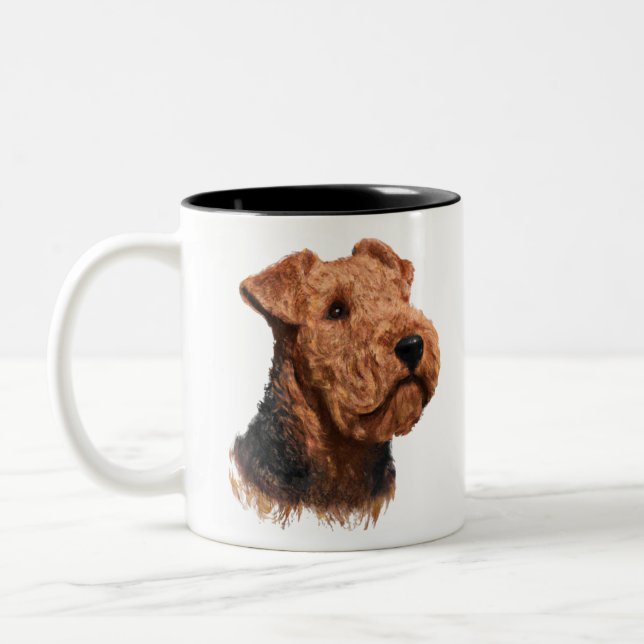 Caneca De Café Em Dois Tons Airdale Terrier Lover Gift (Esquerda)