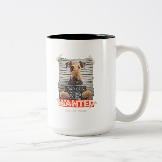 Caneca De Café Em Dois Tons Airedale Terrier  (Direita)