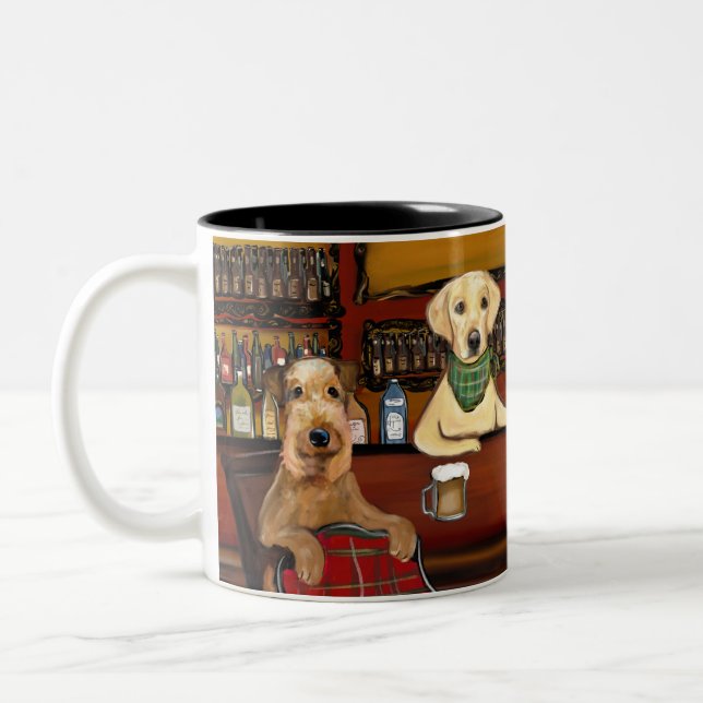 CANECA DE CAFÉ EM DOIS TONS AIREDALE TERRIER  & AMIGOS       (Esquerda)