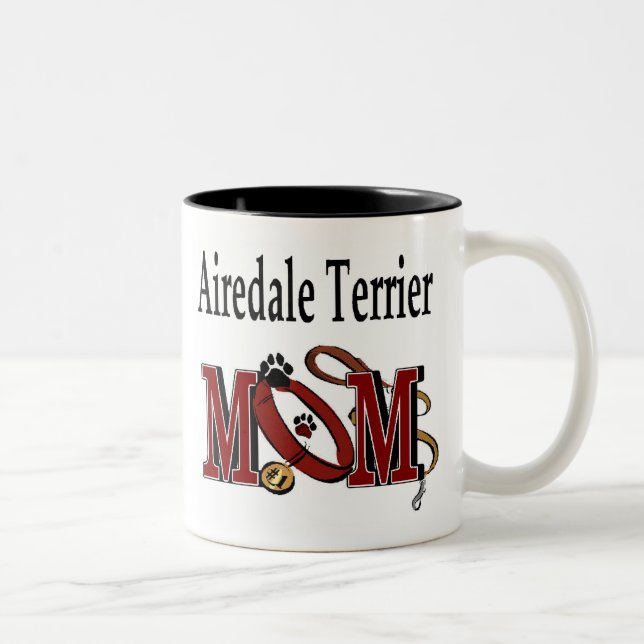 Caneca De Café Em Dois Tons Airedale Terrier MOM (Direita)