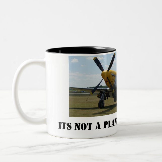 Caneca De Café Em Dois Tons Airshow mug2 do warbird do mustang P-51 (Esquerda)