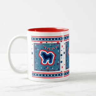 Caneca De Café Em Dois Tons Akita Patriótico Vermelho Branco E Azul 4 De Julho