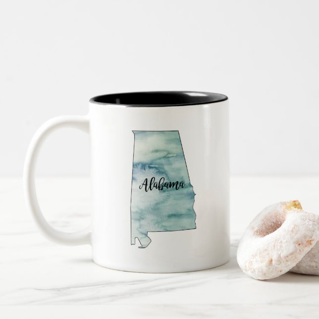 Caneca De Café Em Dois Tons Alabama State Map Watercolor (Com Donut)