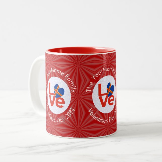 Caneca De Café Em Dois Tons Åland Islands Red Letter LOVE Flag Personalizado (Frente Esquerda)