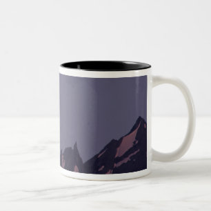Caneca De Café Em Dois Tons Alasca, Montanhas Chugach Lua cheia nasce