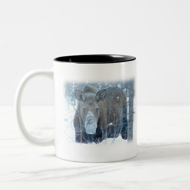 Caneca De Café Em Dois Tons Alaska Moose Wildlife Photo (Esquerda)