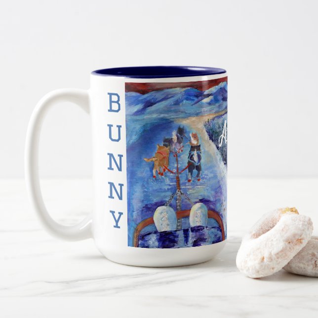 Caneca De Café Em Dois Tons Alaskan Bunny Boots Mushing Mushing Mug (Com Donut)