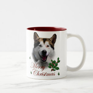 Caneca De Café Em Dois Tons Alaskan Malamute Natal