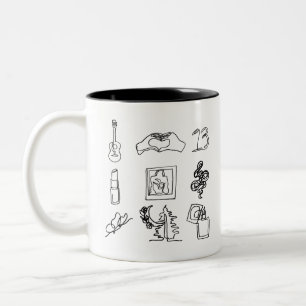 Caneca De Café Em Dois Tons Álbum Taylor Eras Inspirou Linha Desenhando Mug