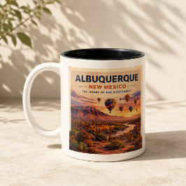 Caneca De Café Em Dois Tons Albuquerque Novo México Balão Deserto Nascer do So