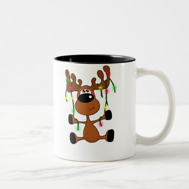 Caneca De Café Em Dois Tons Alces torcidos do Natal (Direita)