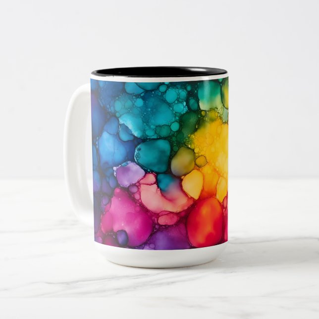 Caneca De Café Em Dois Tons Alcohol Ink Design Two-Tone Mug, 15 oz (Frente Esquerda)