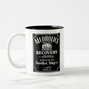 Caneca De Café Em Dois Tons Álcool Label Sobriety - 12 Step Addict Alcoólico