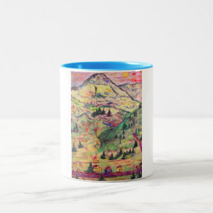 Caneca De Café Em Dois Tons aldeia colorida