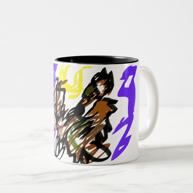 Caneca De Café Em Dois Tons Alegria legal do lobo (Frente Esquerda)