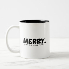 Caneca De Café Em Dois Tons Alegria Minimalista: Frase Personalizada "MERRY."