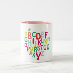 Caneca De Café Em Dois Tons Alfabeto