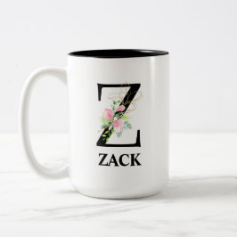 Caneca De Café Em Dois Tons alfabeto bonito Floral Z monograma