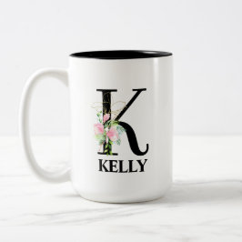 Caneca De Café Em Dois Tons Alfabeto Inicial bonito Monograma