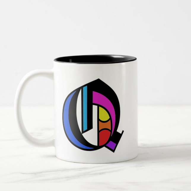 Caneca De Café Em Dois Tons Alfabeto personalizado moderno Q Mug (Esquerda)
