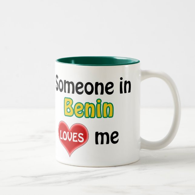 Caneca De Café Em Dois Tons Alguém em Benin me ama (Direita)