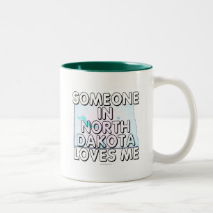Caneca De Café Em Dois Tons Alguém em North Dakota ama-me