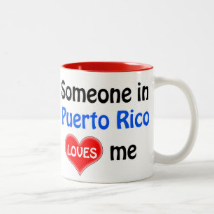 Caneca De Café Em Dois Tons Alguém em Porto Rico me ama