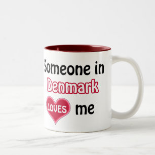 Caneca De Café Em Dois Tons Alguém na Dinamarca me ama