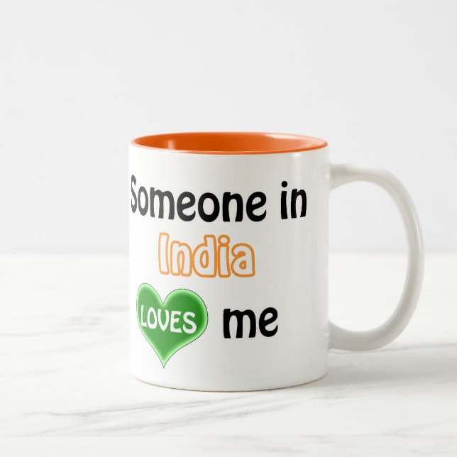 Caneca De Café Em Dois Tons Alguém na Índia me ama (Direita)