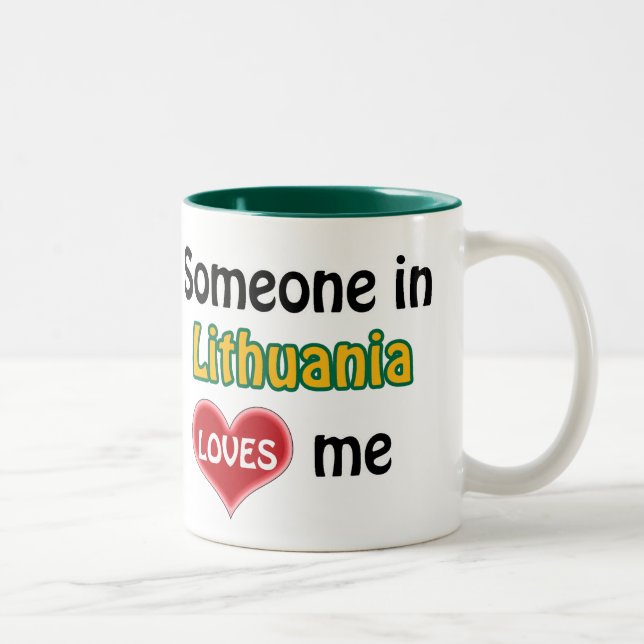 Caneca De Café Em Dois Tons Alguém na Lituânia me ama (Direita)