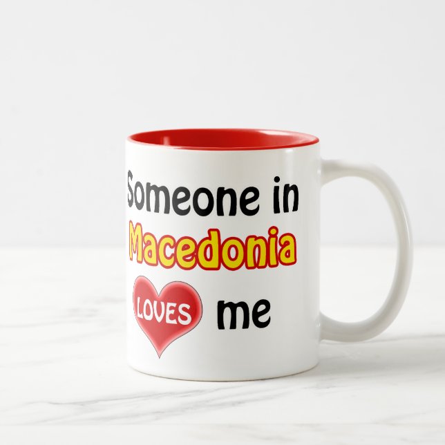 Caneca De Café Em Dois Tons Alguém na Macedônia me ama (Direita)