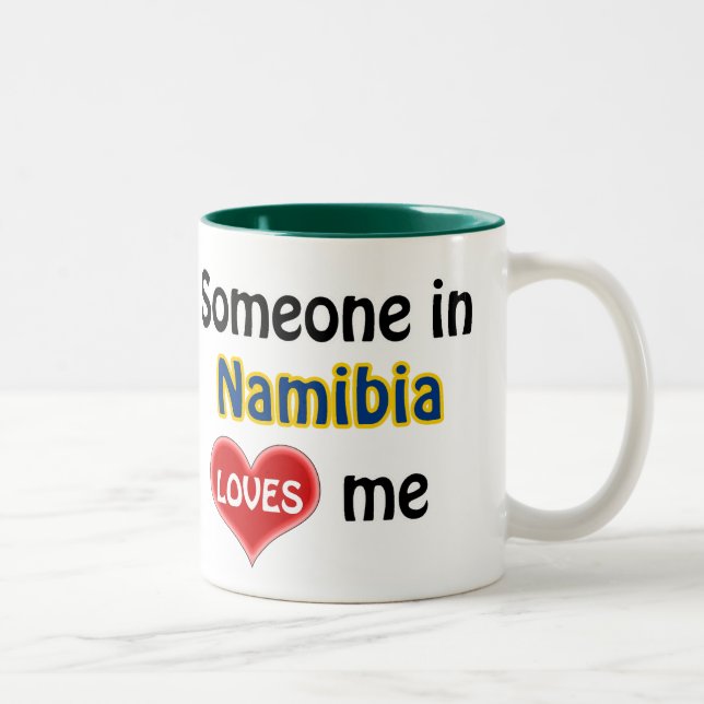 Caneca De Café Em Dois Tons Alguém na Namíbia me ama (Direita)