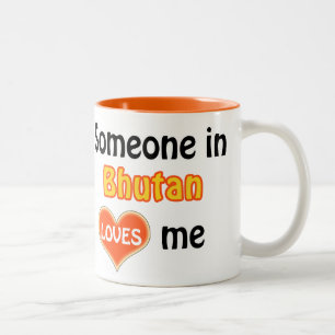 Caneca De Café Em Dois Tons Alguém no Butão me ama