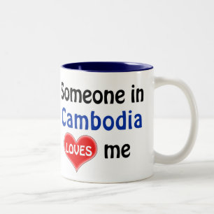 Caneca De Café Em Dois Tons Alguém no Camboja me ama